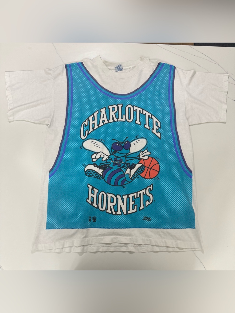 Vintage 90s Charlotte Hornets Salem Sportswear XL USA NBA Hugo Mascot tee